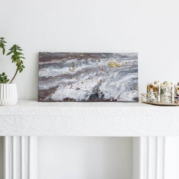 Abstraktus paveikslas „Jūrinė Svaja“ su aukso detalėmis